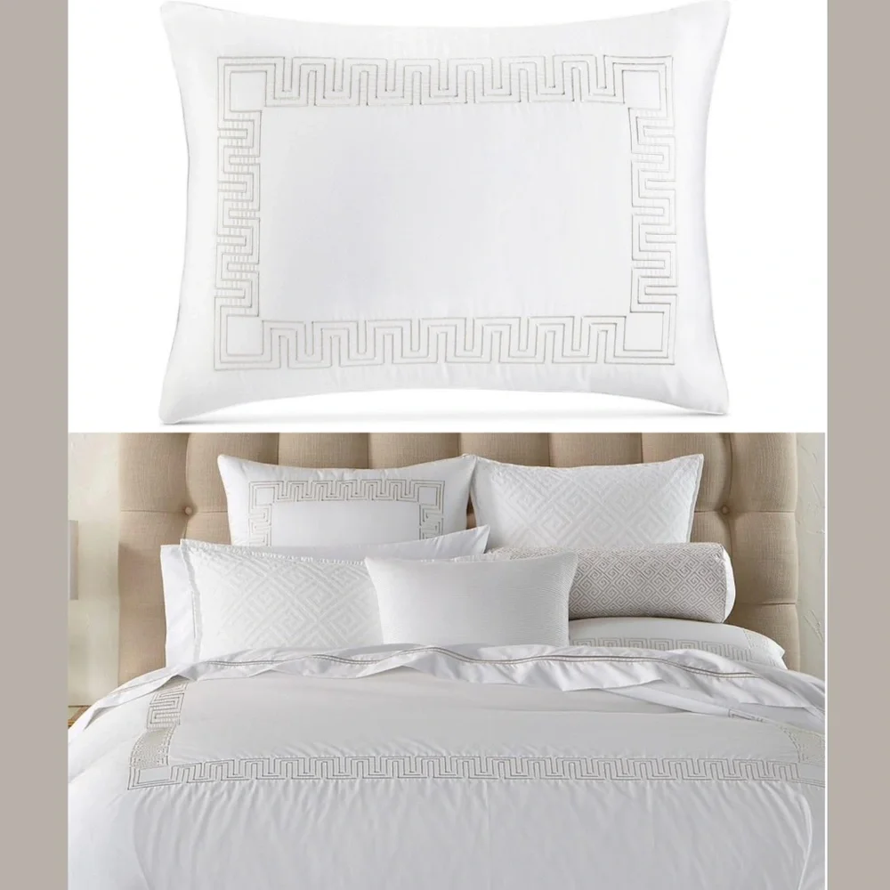 NIB Hotel Collection Greek Key Cotton Platinum (1) Standard‎ Sham Case